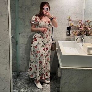 Runaway the Label yokana midi dress in white floral